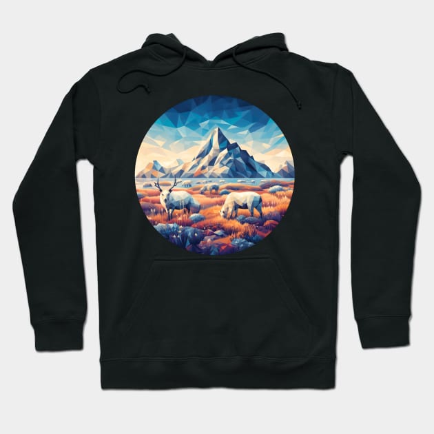 Boreal Tundra and Low Poly Mountain Hoodie by Antipodal point